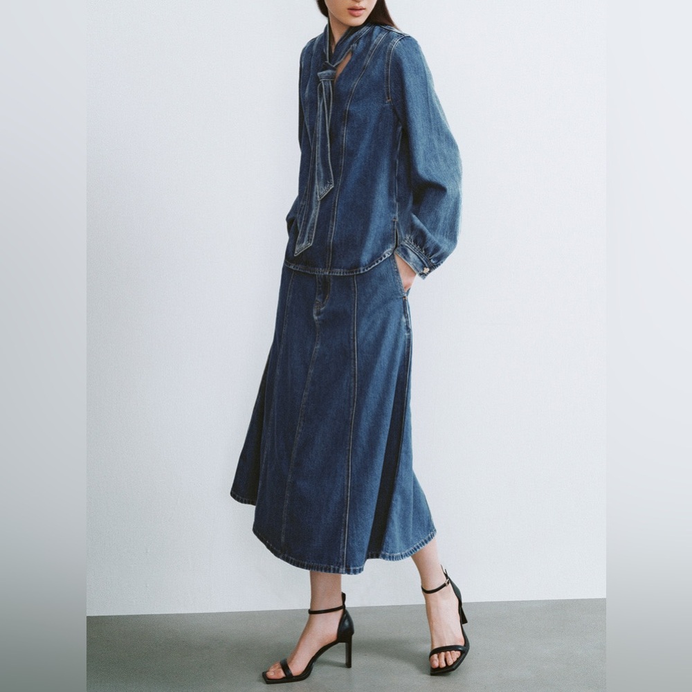 Urban Revivo Midi A-Line Denim Skirt, Size 4